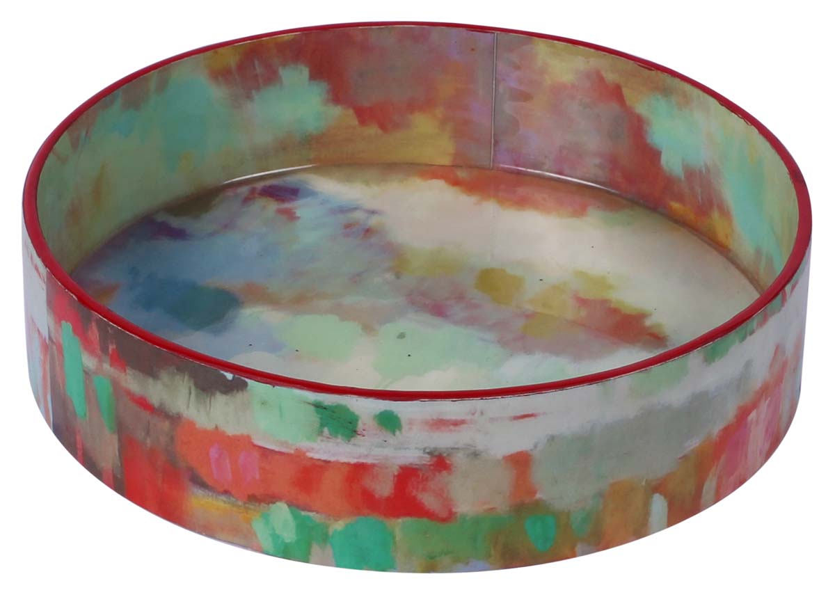 Buy in Bulk Wholesale Round Tray in MDF 6” Decorative with Enamel Work - Multicolored - Accessory Organizer/Home Essentials/Decor